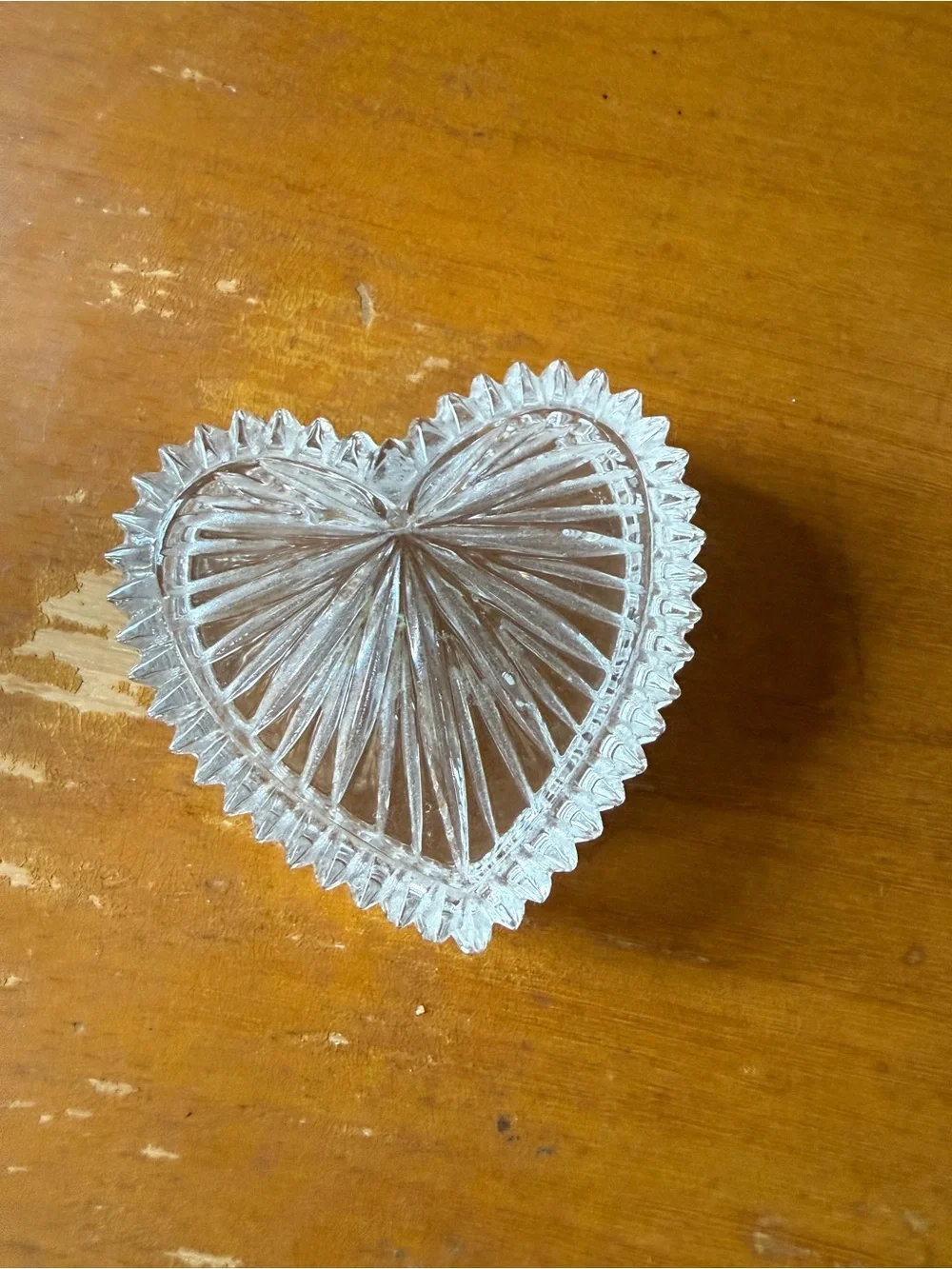 Vintage Gorham Heart-Shaped Crystal Trinket Box with Lid